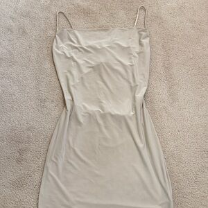Urban Planet Cream Slip Dress with Spaghetti Straps